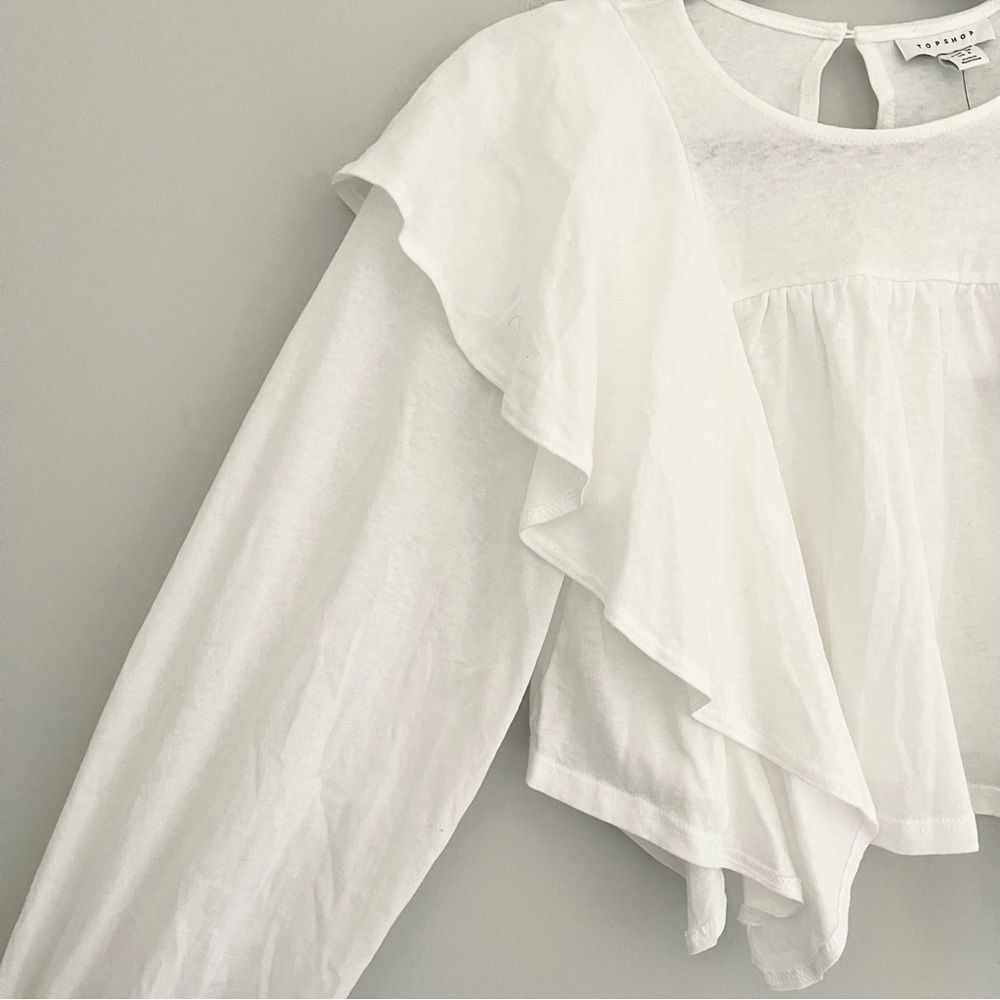 Topshop Draped Ruffle Longsleeve Top - Picture 5 of 11